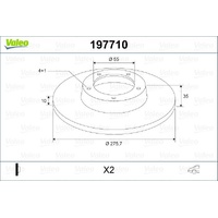 Valeo Rear Brake Rotors Set 197710