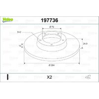 Valeo Brake Disc Rotors Pair  197736