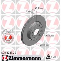 Zimmermann Front Brake Disc Rotor Pair  1K0-615-301S
