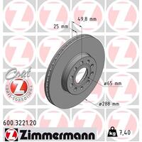 Zimmermann Front Brake Disc Rotor Pair  1K0-615-301T