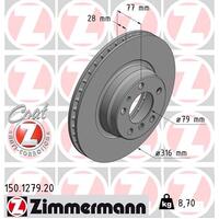 Zimmermann Front Brake Disc Rotor Pair  3411-1162-093