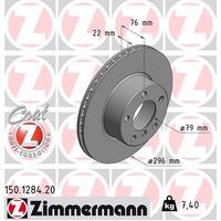 Zimmermann Front Brake Disc Rotor Pair  3411-1164-839