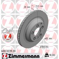 Zimmermann Rear Brake Disc Rotor Pair  7L8-615-601D