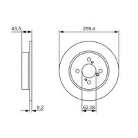Genuine Bosch Rear Brake Rotors Discs Set BD1622