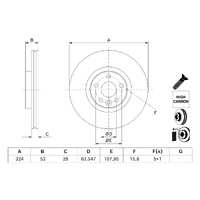 Front Brake Rotors Set 0986479J41 -Genuine Bosch
