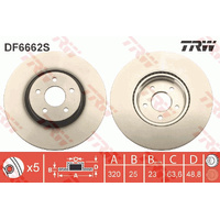 TRW Front Brake Disc Rotor Pair DF6662S