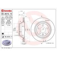 Brembo Rear Brake Rotors Set 09.A616.11
