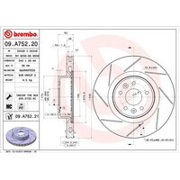 Brembo Front Brake Rotors Set 09.A752.21