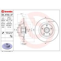 Brembo Rear Brake Rotors Set 08.A753.37