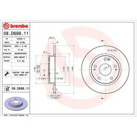 Brembo Rear Brake Rotors Set 08.D698.11