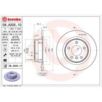 Brembo Rear Brake Rotors Set 08.A205.11