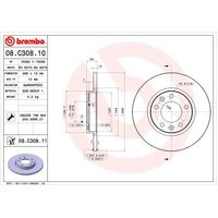 Brembo Rear Brake Rotors Set 08.C308.11
