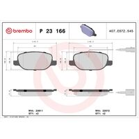 Brembo Rear Brake Pads Set P23166
