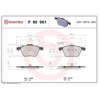 Brembo Front Brake Pads Set P85061