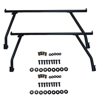 2 Pcs Front & Rear Black Steel Adjustable UTE Tub Ladder Rack Roll Bar